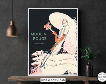 Vintage Cabaret Print, Moulin Rouge, Showgirl Poster, Preppy Wall Art, College Apartment Decor, Coquette Print, Girly Gifts, PRINTABLE ART