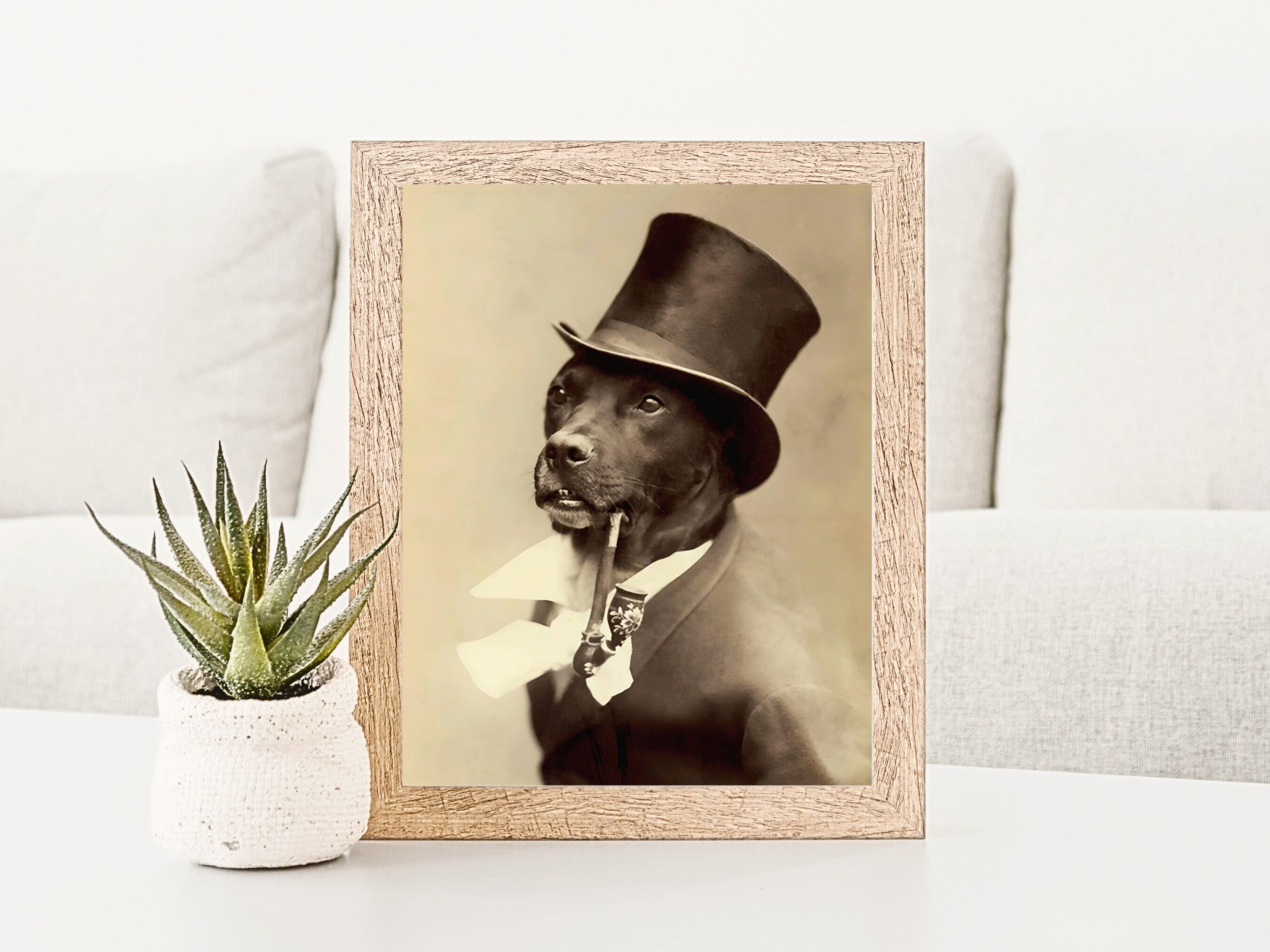 Vintage Dog Portrait Wall Art Printable Dog Dressed in Smoking Jacket ...