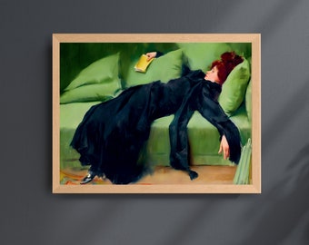 Decadent Young Woman Ramon Casas Art Print After The Dance Poster Moody Wall Art Cool Apartment Decor Girly Wall Art Green Y2K Poster
