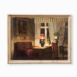 Vintage Cottage Print Moody Victorian House Art Printable French Country Decor Dark Cottagecore Painting Cozy Room Art JPG Digital Download