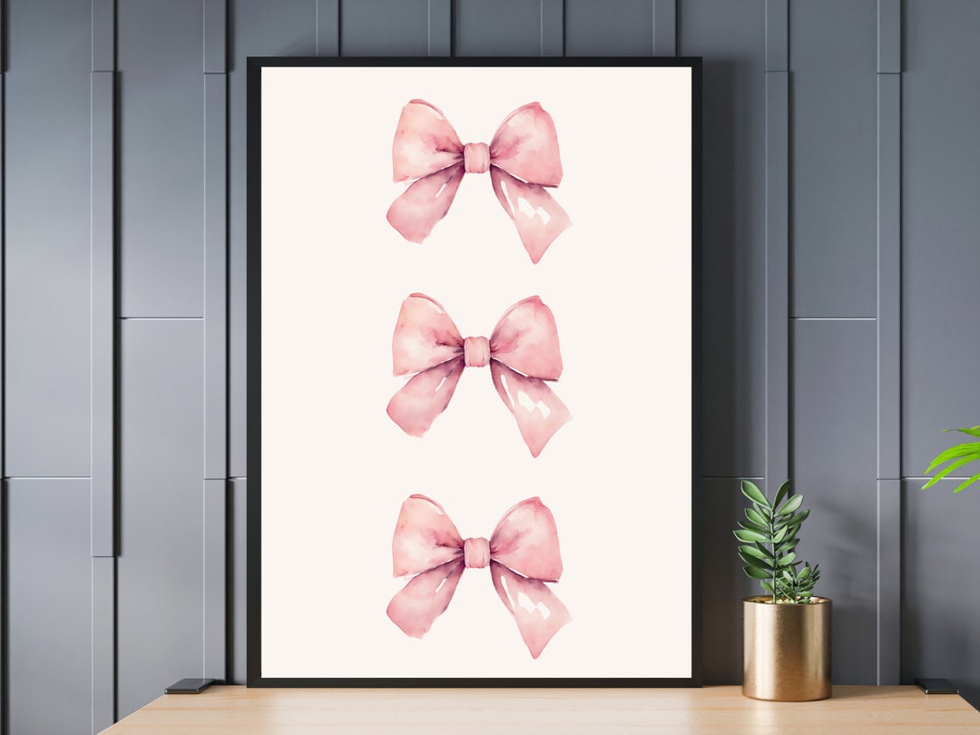 Coquette Room Decor Blush Pink Bows Print Printable Girly Bedroom Wall