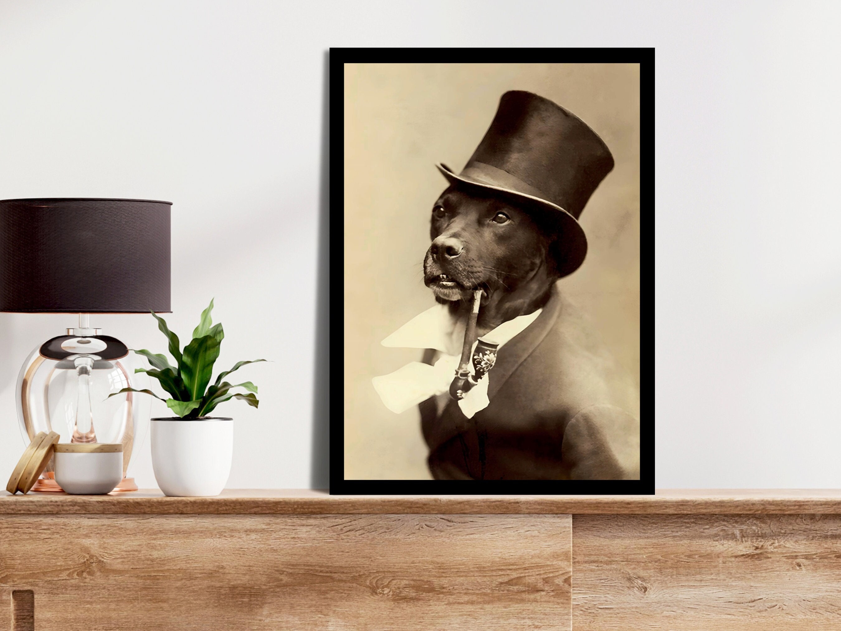 Vintage Dog Portrait Wall Art Printable Dog Dressed in Smoking Jacket ...