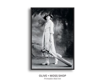 Woman Golfer Digital Print, Vintage Golf Art, Black and White Photo, Moody Portrait Art, Sports Wall Art, Country Club Decor, Printable