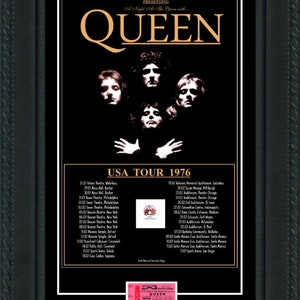 Queen 1976 Konzert Poster & Karte Fertig zum Einrahmen! Historisch. Opernreise, Freddie