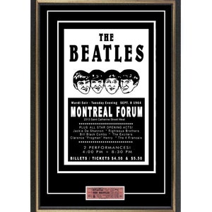 Beatles 1964 Konzertplakat + Ticket. Montreal Forum Fertig zum einrahmen! Musikgeschichte Lennon habs