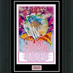 Alice Cooper 1973 Konzertplakat + Karte. Fertig zum Einrahmen! Musikgeschichte