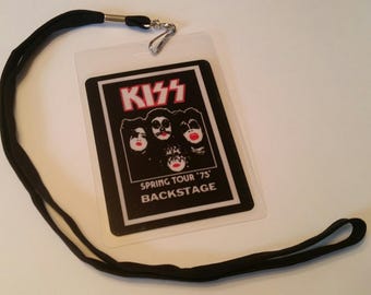 KISS 1975  Backstage Pass  2-sided with signatures!   stage commemorative item look!