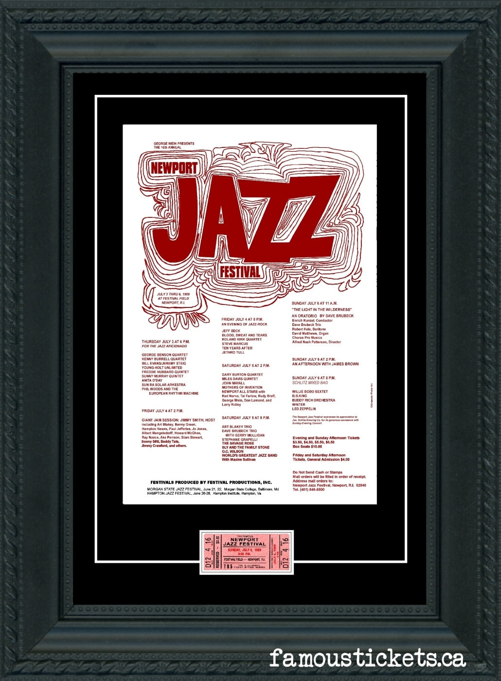 舟木一夫 FRIEND CONCERT No.69 Newport Jazz Festival 1969 Concert Poster & Ticket Ready to Frame
