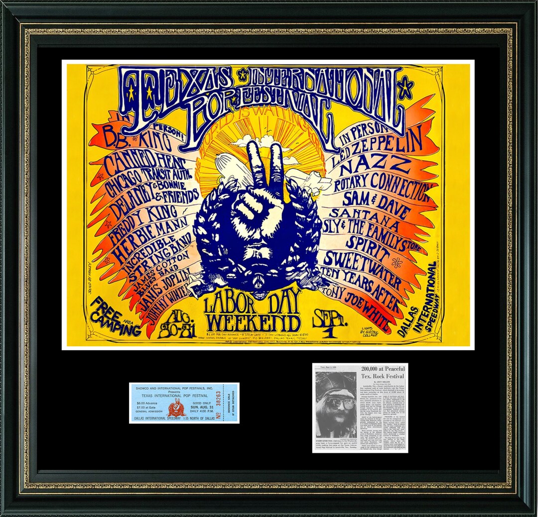 Texas International Pop Festival 1969 Concert Poster + Ticket +