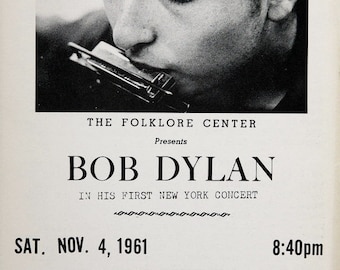Bob Dylan  FIRST CONCERT EVER!   1961 Concert poster Music history! New York Carnegie