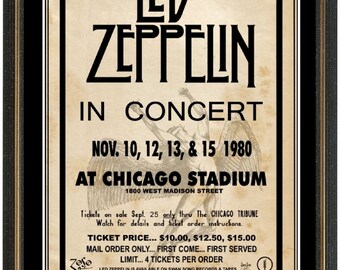 Led Zeppelin Concert Poster + Ticket 1980 Chicago  last   plant, page, Bonham,