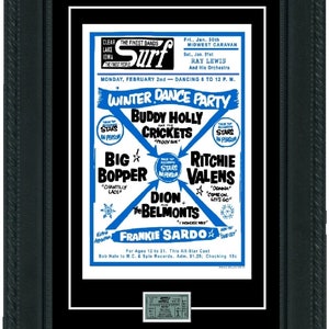 Buddy Holly 1959 Konzertplakat + Karte. Fertig zum Einrahmen! Musikgeschichte Bopper Valens