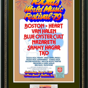 Texas Music Festival 1979 Konzert Poster + Karte Fertig zum Einrahmen! van halen, Herz, Boston