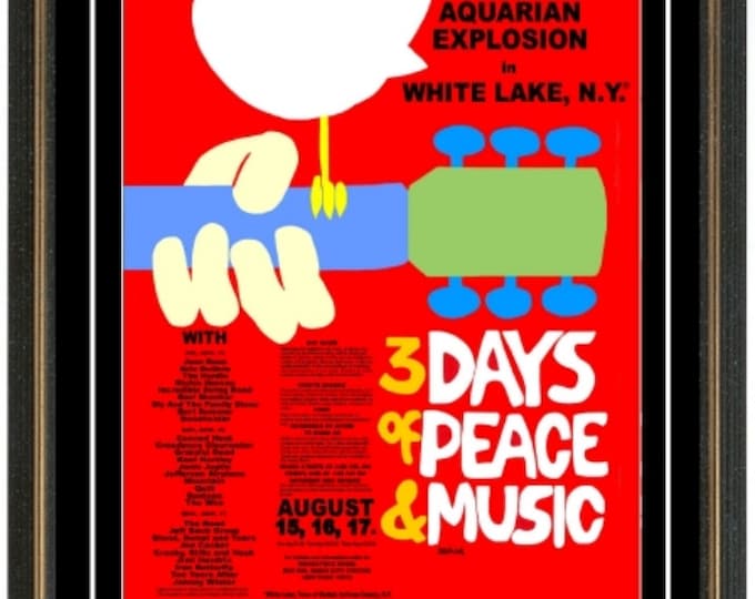 Woodstock 1969 Concert Poster + Ticket. Ready to frame! Music history! Hendrix, Joplin. who
