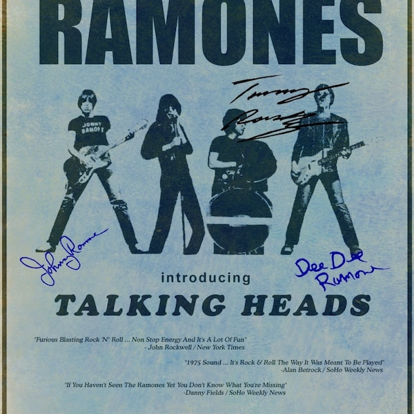 the Ramones 1975 Concert poster CBGBs New York City. punk, clash. with signatures