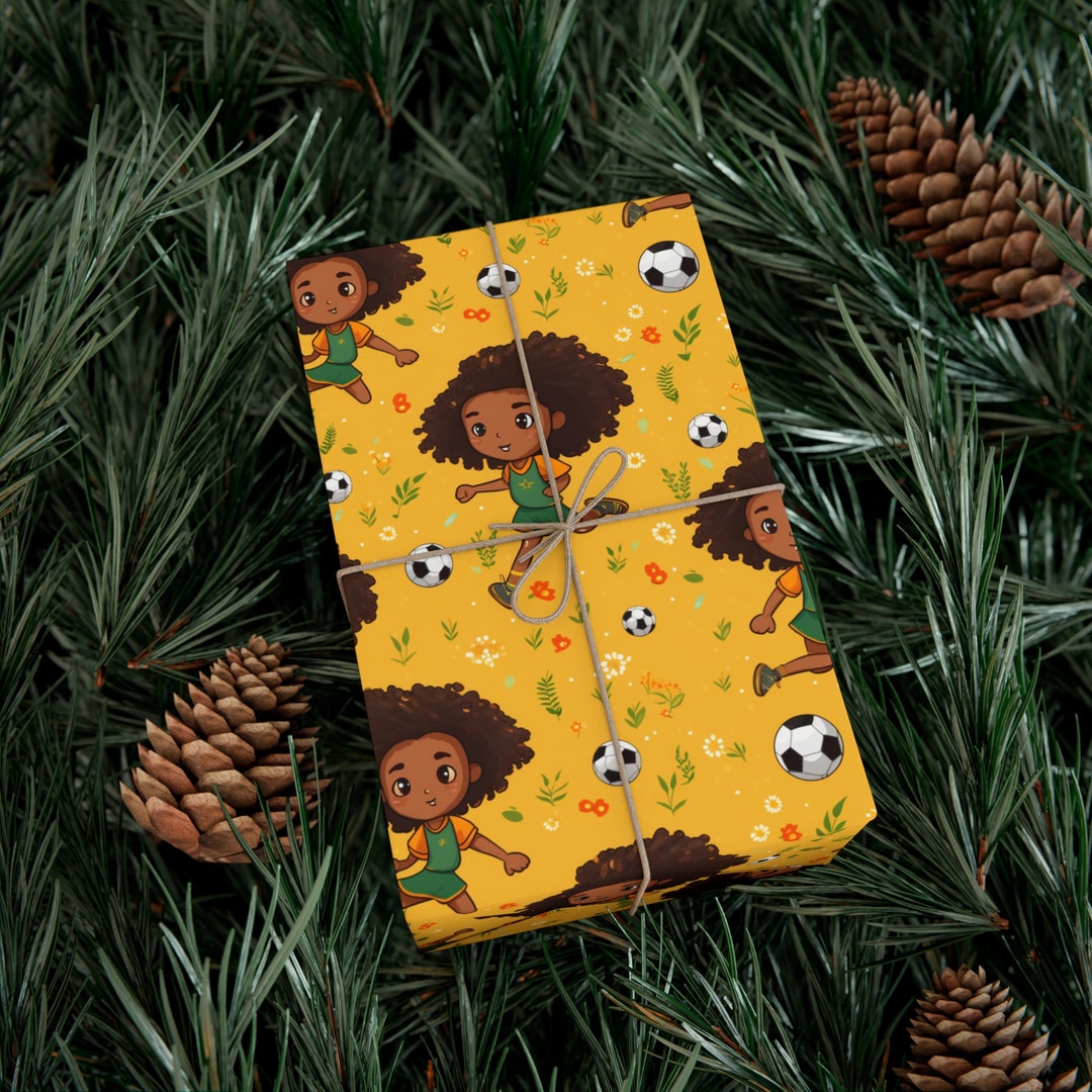 Fun Girl Soccer Playtime Gift Wrap Youth Soccer Girl Etsy