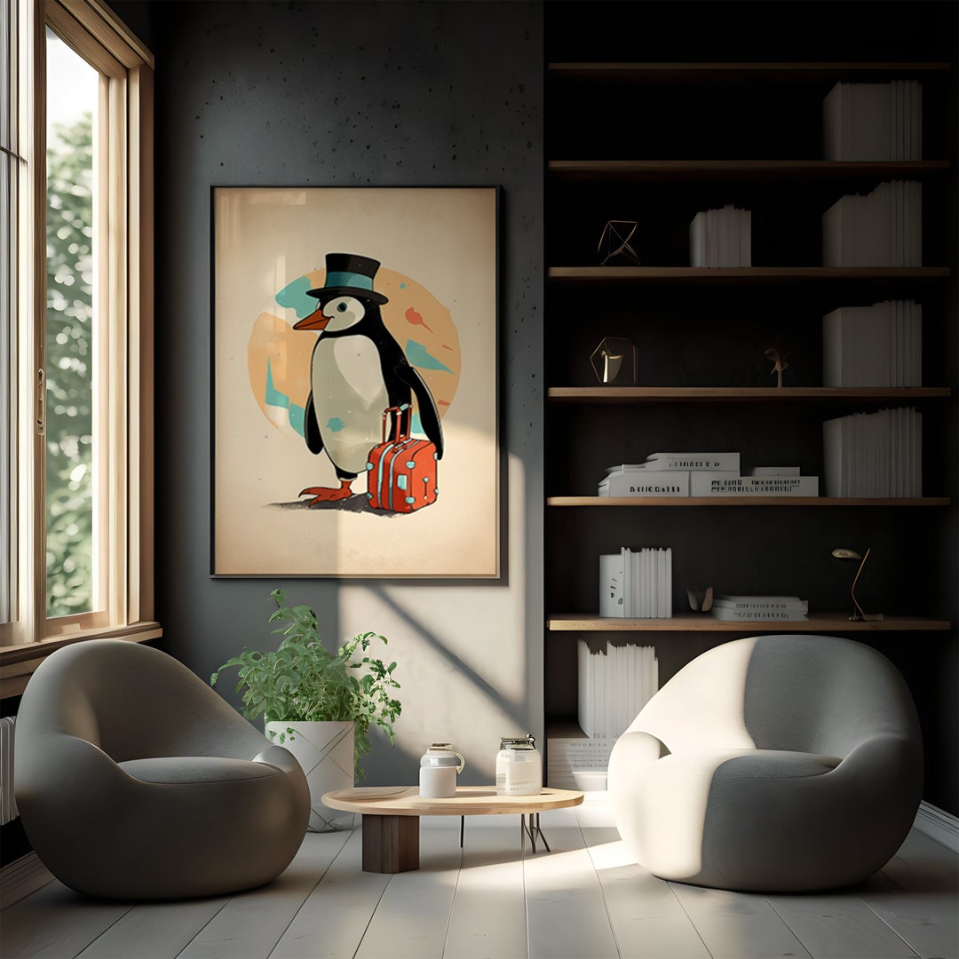 Vintage Penguin Poster, Penguin Print, Wall Art, Wall Decor, Animal ...