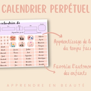 Perpetual calendar for children | Learn time while having fun | Day of the week children