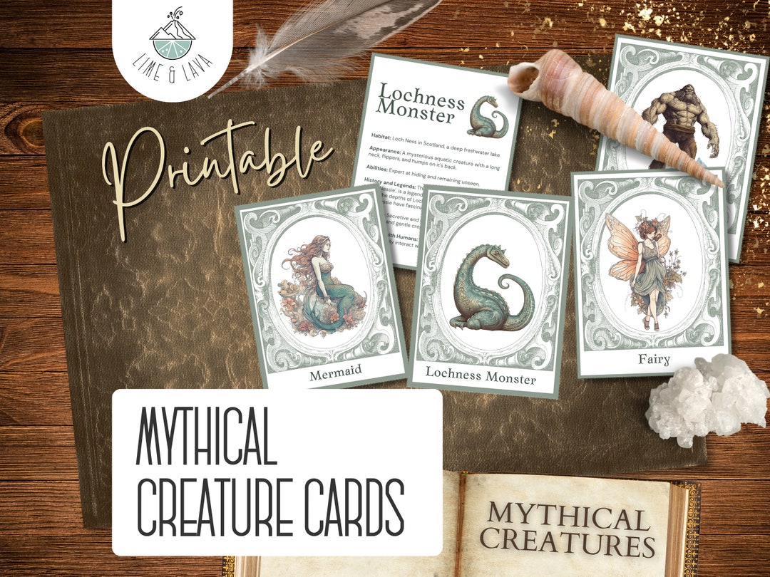 Mythical Creature Fact Cards - Set of 20 Printable Educational Cards ...