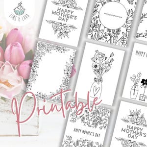 Tarjetas para colorear e imprimir para el Día de la Madre (7 diseños florales)