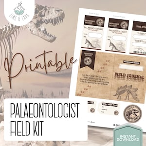 Paleontologist Dress Up Printables - Palaeontologist ID Card, Dino Field Journal, Fossil Specimen Tags, and Logo