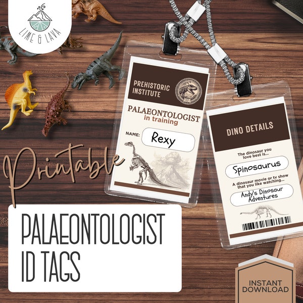 Palaeontologist ID Tag - Dinosaur Dig and Palaeontologist Costume Dress Up Printable