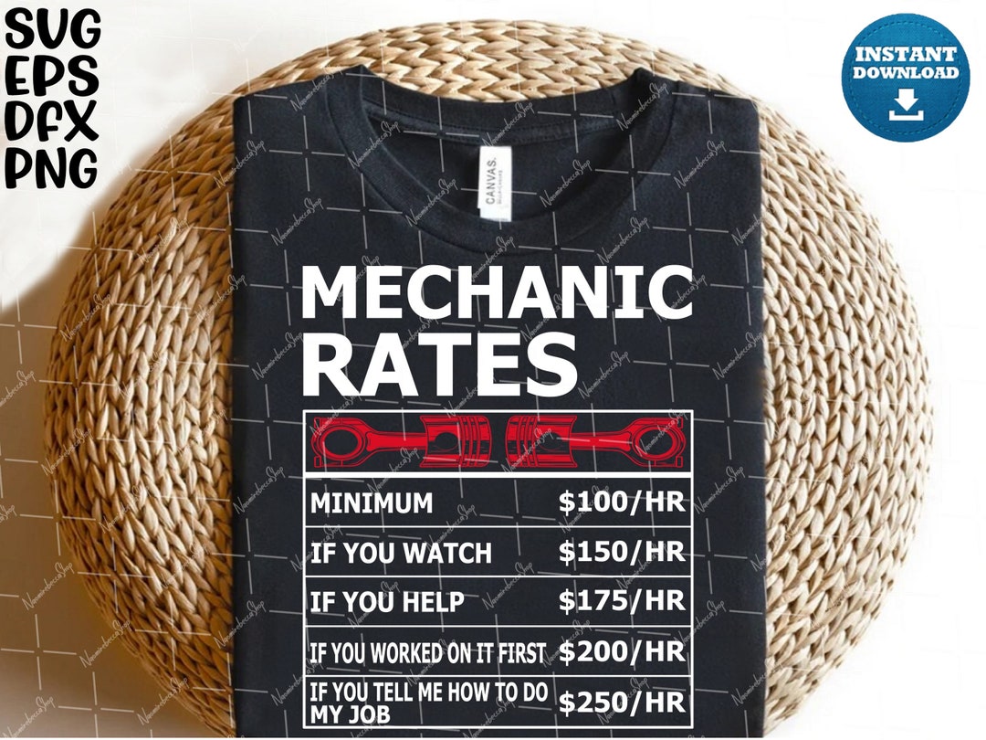 Funny Mechanic Svgmechanic Rates Pngmechanic Lover Etsy