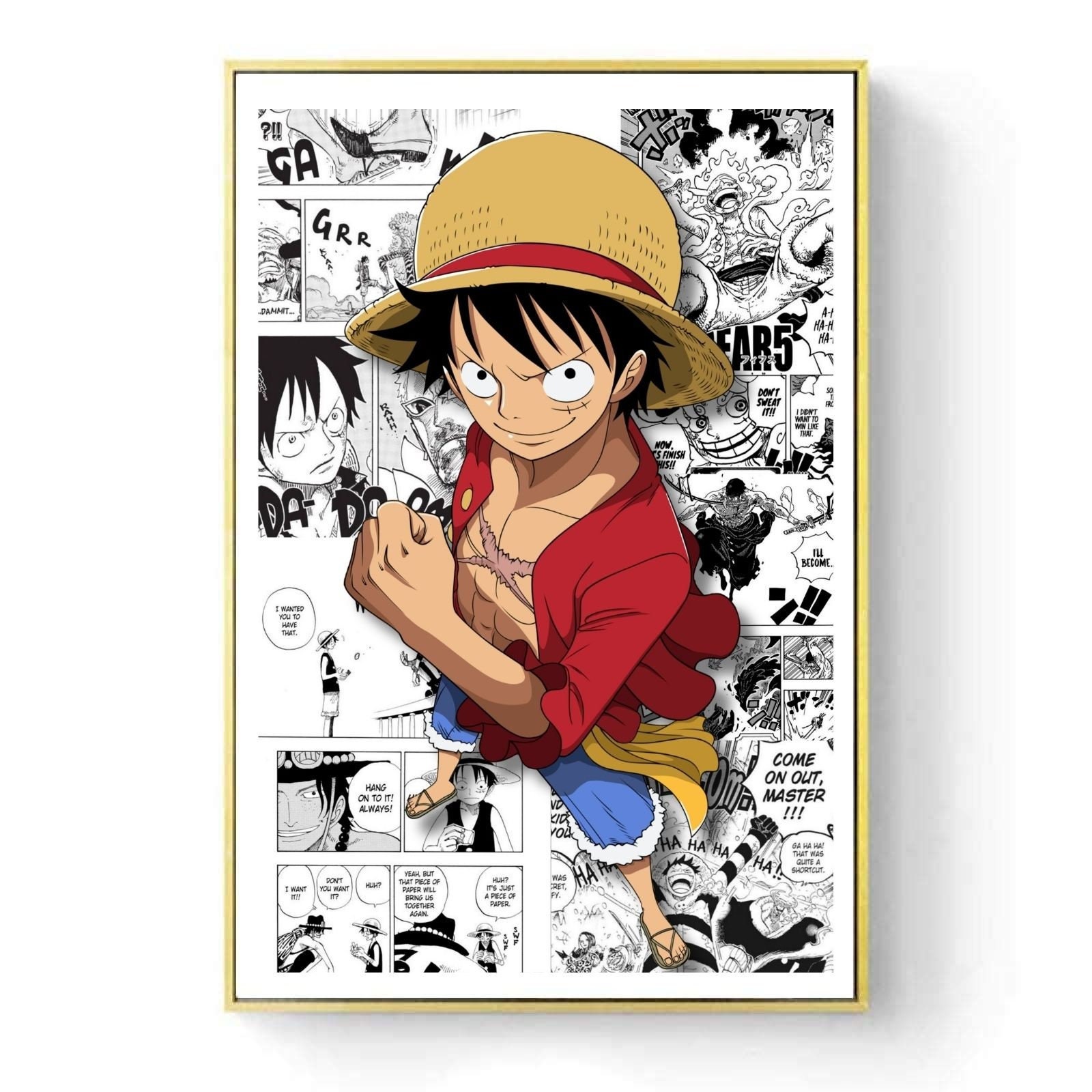 Manga Déco - Coussin Enfant Noir One Piece Luffy - 35x35 cm