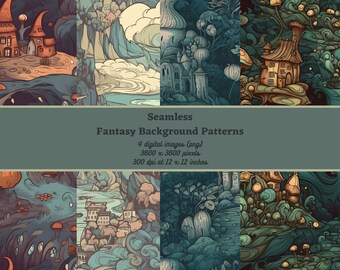 Fantasy Abstract Seamless Pattern background bundle. Seamless pattern, downloadable, png, scrapbooking, printable, commercial, digital paper