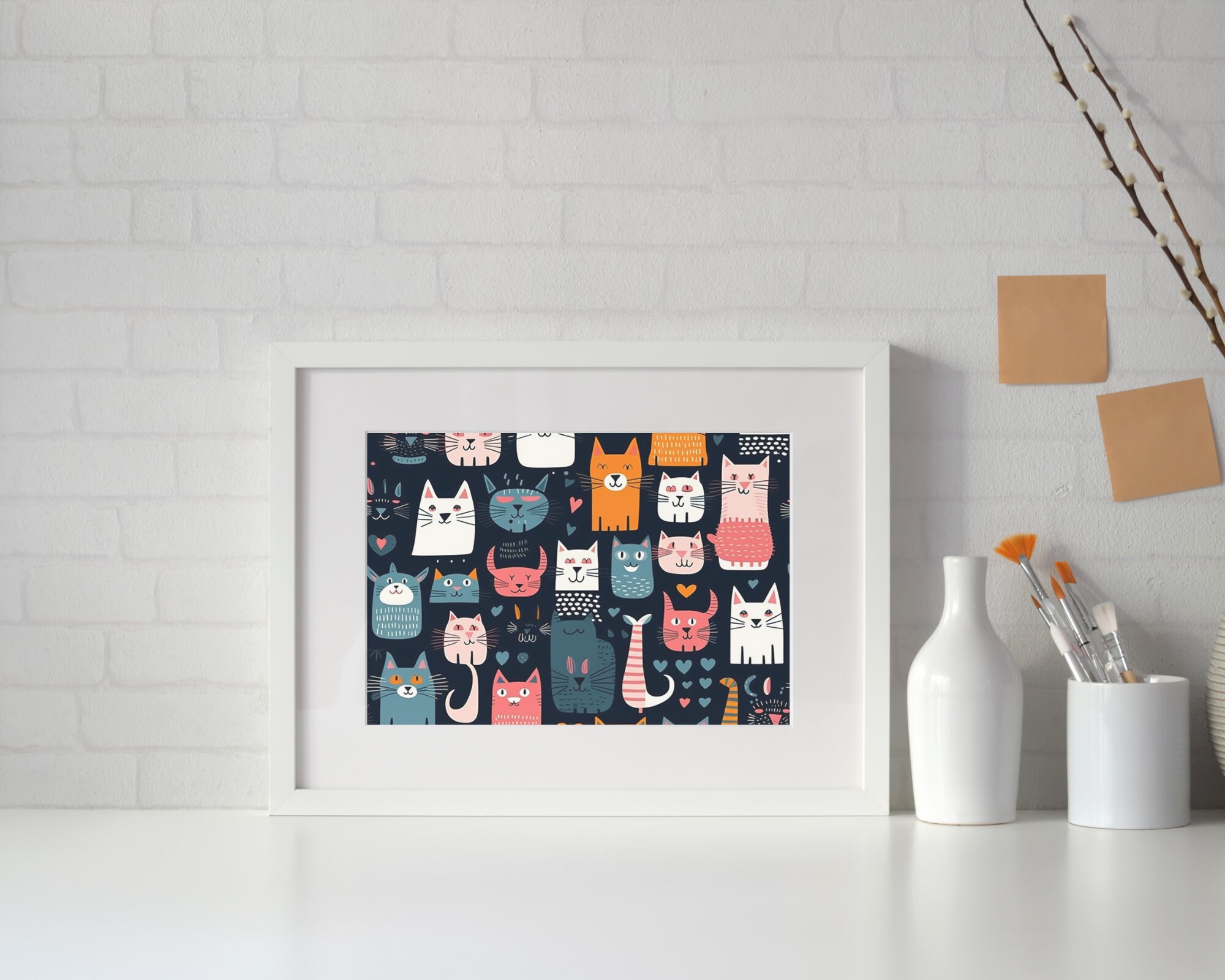 Cat Seamless Pattern, Colorful, Cute, Awkward Downloadable as Png, Jpg ...