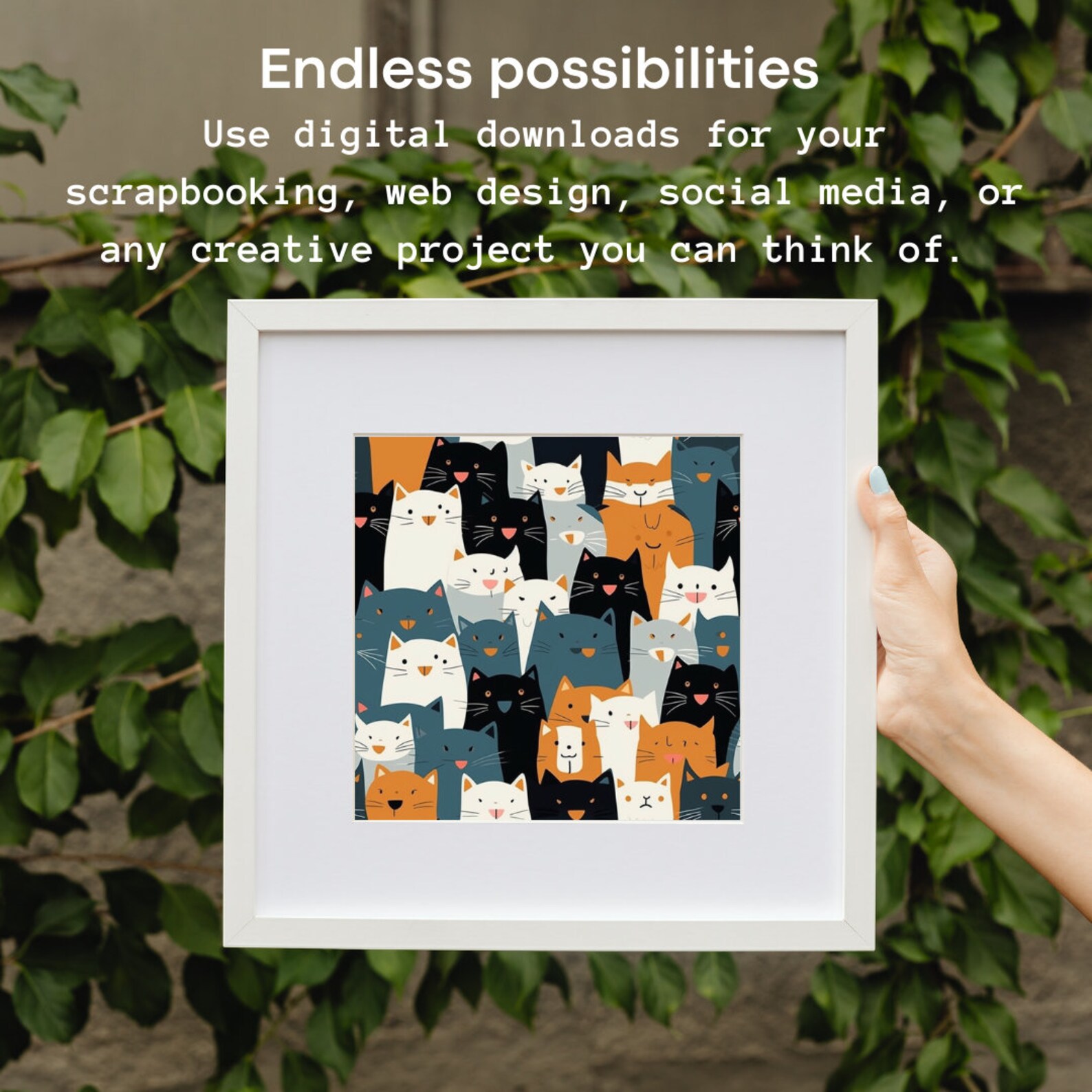 Cat Seamless Pattern, Colorful, Cute, Awkward Downloadable as Png, Jpg ...