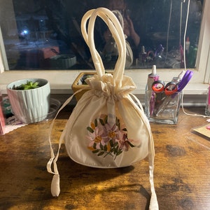 Embroidered Satin-like Bag
