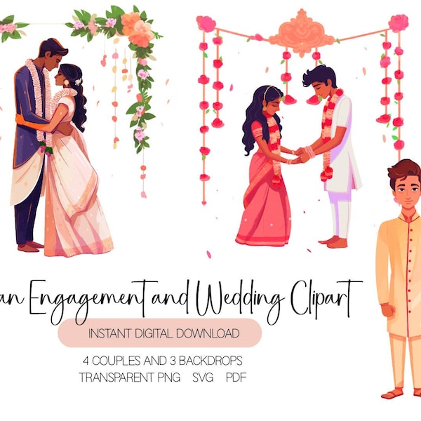 Indian Wedding Clipart Collection - Couples and Backdrops vector images transparent PNG SVG PDF Art 9 images (27 files) Commercial use ok