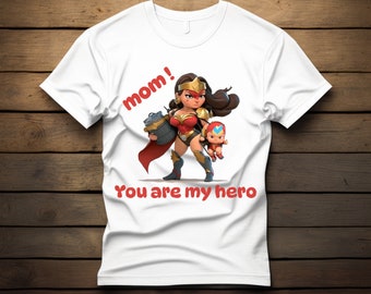Supermamma PNG Superhjälte Wonder Mom söt tecknad PNG digital design present till mamma födelsedagspresent png direkt nedladdning