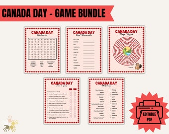 Canada Day Game Bundle | Für Kinder | Spiele: Wortsuchrätsel, Buchstabenrätsel, Labyrinth, Richtig / Falsch, Zuordnen | Druckbar | Drucke Digital Download