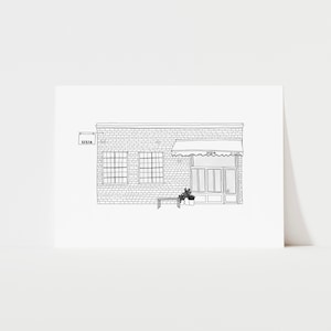 Handmade Sketch Lilia, Williamsburg Brooklyn, Restaurant Sketches, Home Decor, NYC Art, Wall Decor, Wall Art, Gift For Her