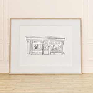 handmade giclee print of Don Angie NYC restaurant, unique NYC art, restaurant decor, handmade giclee print, NYC dining gift,gift for foodies