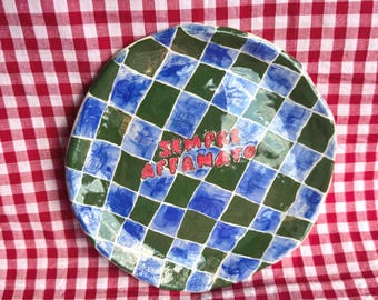 handmade ceramic plate, italian kitchen decor, gift for food lovers, unique home decor, foodie gift, handmade pottery plate, italian