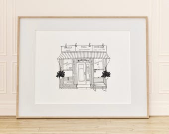 Handmade Sketch Rubirosa, Little Italy,  Hand Drawn, Downtown, Foodie Art, Wall Decor, NYC Art Print, NYC Restaurant, NYC Pizza,