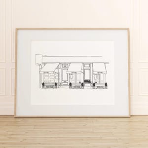 handmade sketch Aimé Leon Dore, housewarming gift, minimalist line drawing,  NYC street scene, giclee print, wall art, home decor