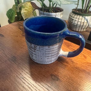 Blue green  glazed stoneware ceramic mug