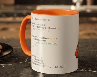 Zig Programming Mug - Ziggy the Ziguana (11oz, Orange Accent)