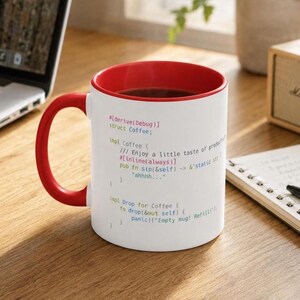 Rust Programming Mug - Rustacean Crab Ferris Accent Mug (11oz)