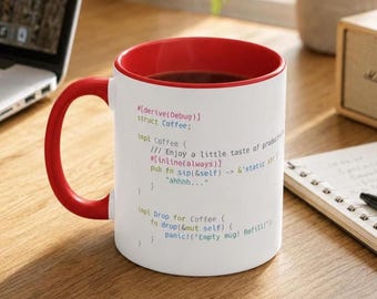 Rust Programming Mug - Rustacean Crab Ferris Accent Mug (11oz)