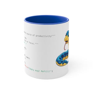 Python Programming Mug - Python Code and Snake (Blue Accent, 11oz) image 3
