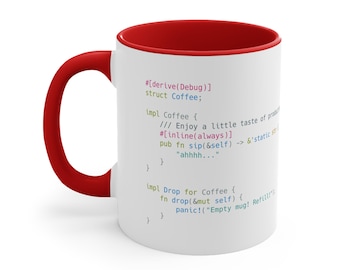 Rust Code Crab 11oz Accent Mug - zabawny prezent dla programistów, programistów Rust, inżynierów oprogramowania, miłośników kawy, humoru związanego z kodowaniem