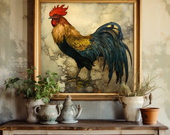 Farmhouse Rooster Canvas Print French Country Wall Art Rustic Farm ...