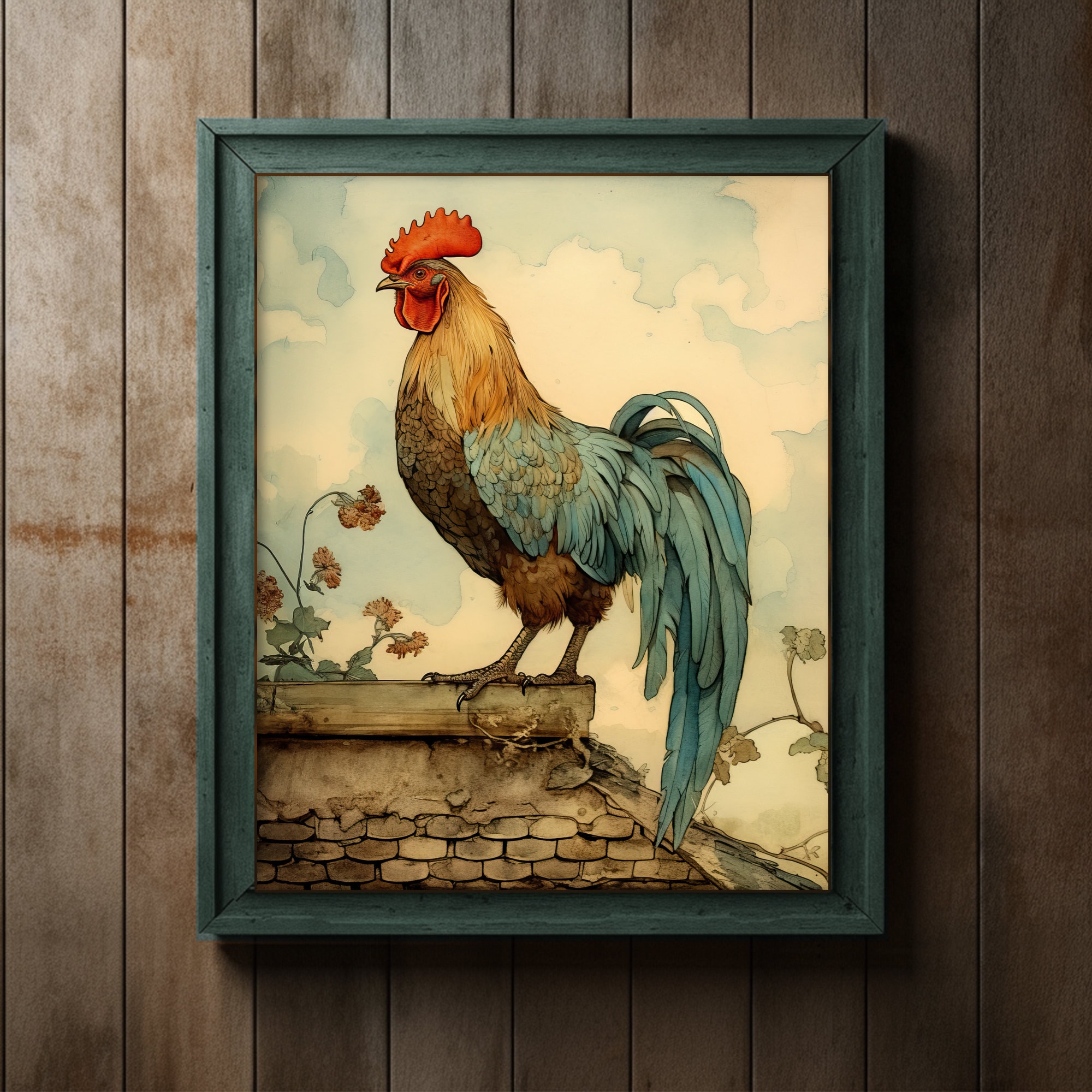 Rooster Wall Art,Rustic Hen Kitchen Decor,Chicken Print Pictures,Dining  Living Room Farmhouse Bedroom Canvas,Set of 4,Wood Background Printed  Paintings Artwork for Home Wall Decorations,Poster Gifts : : Home  & Kitchen