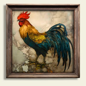 Rooster Wall Print | Painterly Farmhouse Decor | Dining Room or Kitchen Art | French Country Vintage Vibe