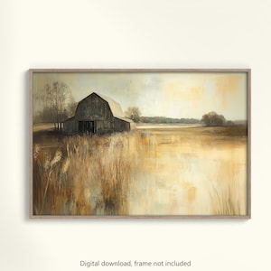 Rustic Barn Wall Art | Country Farmhouse Printable | Golden Field Print | High Quality DIGITAL Download Art Image
